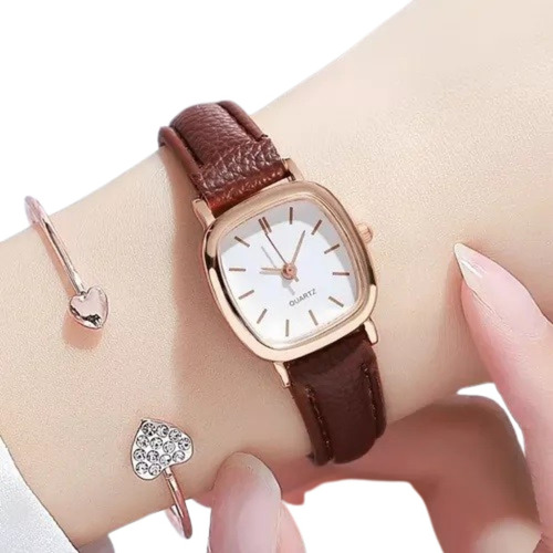 Reloj De Pulsera De Cuarzo Con Puntero Cuadrado Para Mujer