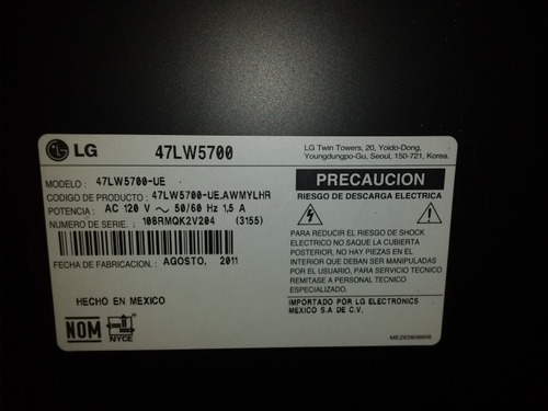 Imagen 6 de 8 de Tv LG 47 Lw5700 Para Repuesto
