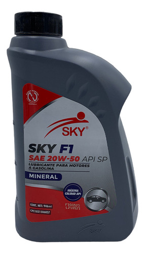 Aceite Mineral Sae 20w-50 Api Sp Marca Sky F1