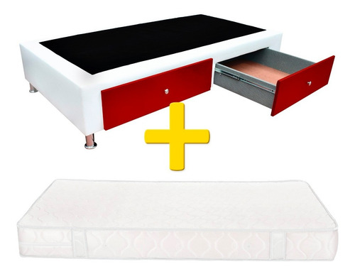 Combo Base Cama 90x190 Con Cajones + Colchón Anatómico.