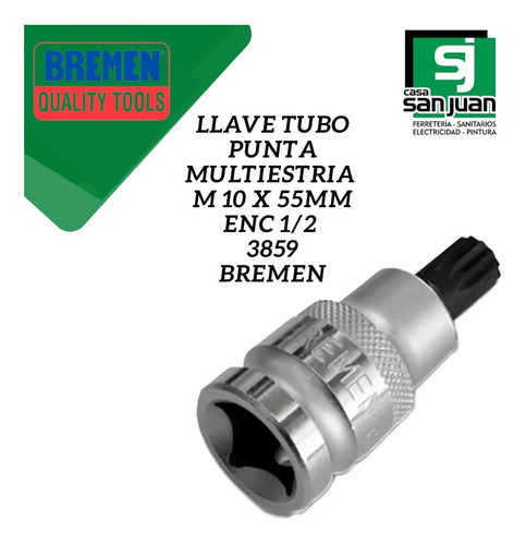 Llave Tubo Punta Multiestria 10 X 55mm Enc 1/2 3859 Bremen
