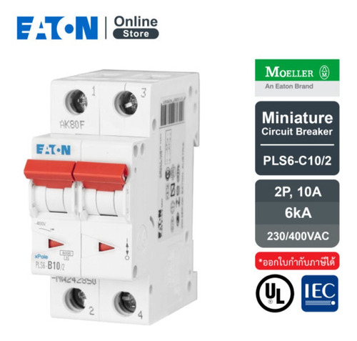 Mini Interruptor Eaton 2 Polos 10a -  Pls6-c10/2-mw