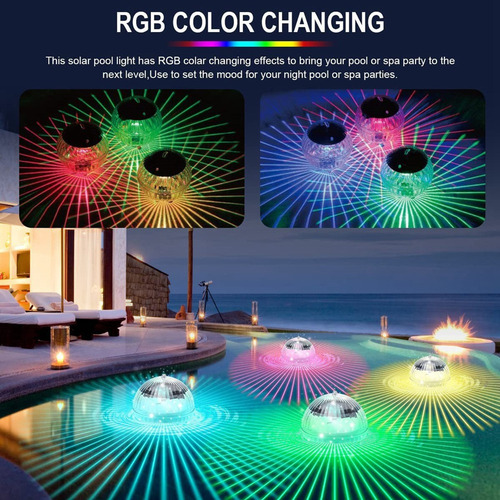De Luz Solar Flotante For Piscina, 2 Unidades, Impermeable,