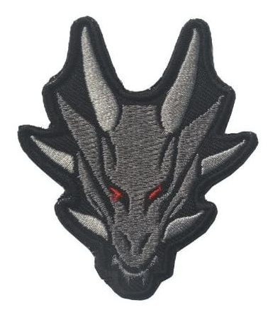 Parche Bordado Cabeza Dragon Para Tela Insignia Gancho Bucle