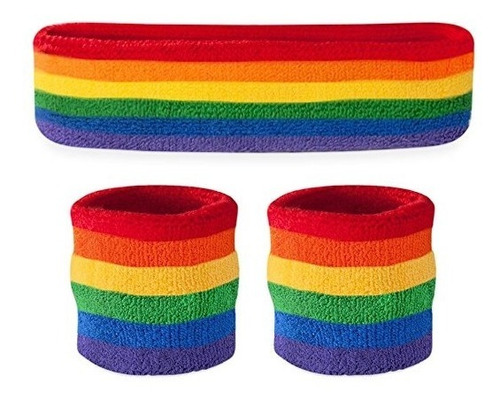 Suddora Rayada Banda De Sudor Set - (1 Diadema Y Pulseras 2)