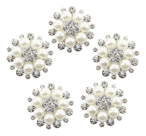 Vestido Con Botones De Flores De Perlas De Cristal, 5 Piezas