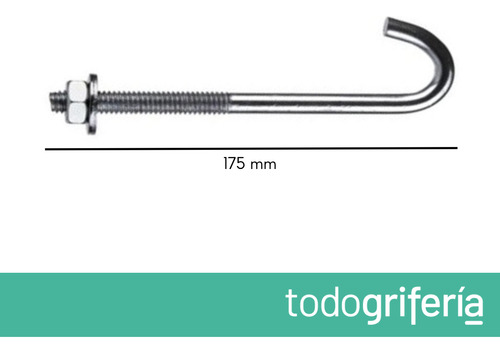 Gancho J 8x175mm Para Alambre Tejido Tuerca Y Arandela