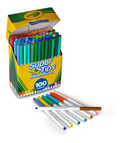 Crayola: Caja X100 Marcadores Delgados Lavables 