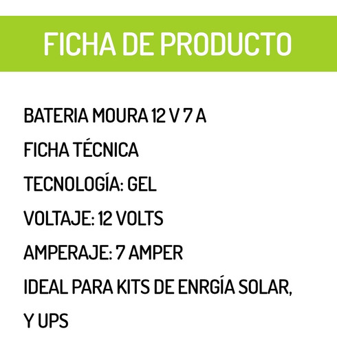 Imagen 3 de 10 de Batería Moura 7 Amper Gel 12mva-7/20hs Agm