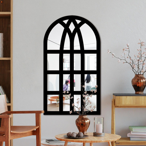 . Espejo De Ventana Redondo Para Decoración Del Hogar Negro