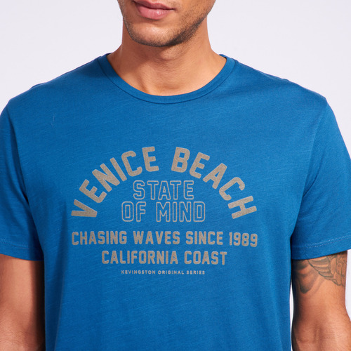Remera Hombre Kevingston Florida Estampada Azul Claro