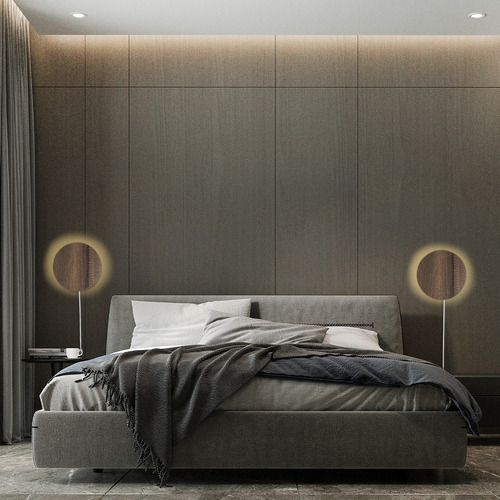 Pack X 2 Velador Habitacion Aplique Pared Led 6w Madera Estructura Blanco