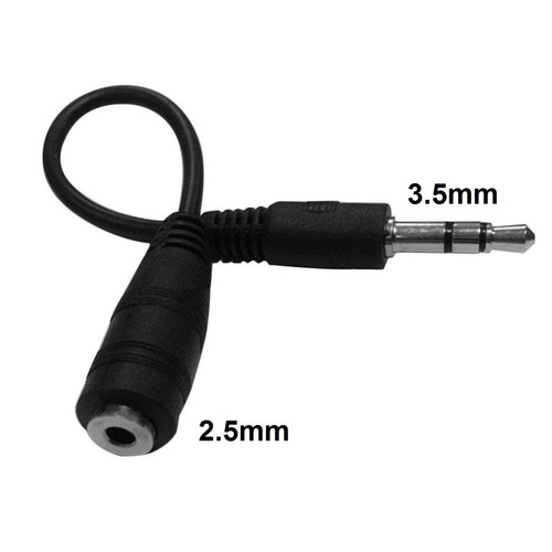 Adaptador Cable Audio Negro 3.5mm Macho A 2.5mm Hembra Estér