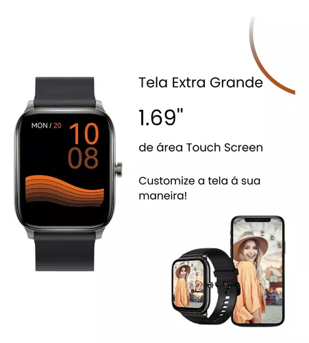 HAYLOU GST Smartwatch, 1,69 tela sensível ao toque para homens e mulheres,  SpO2, fmonitor de frequência cardíaca, IP68 Relógio esportivo, Relógio