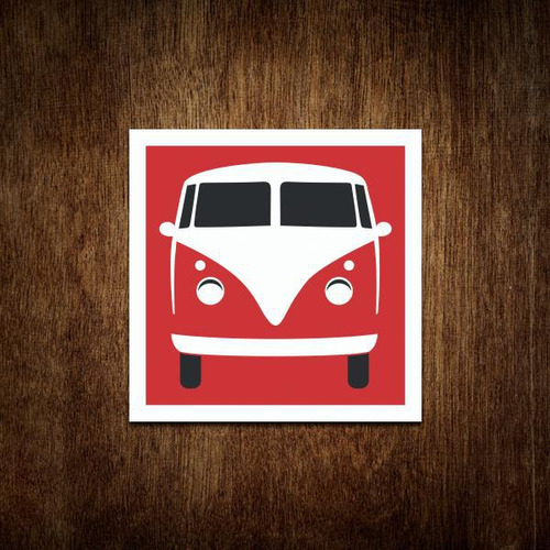 Placa Decorativa De Carro - Kombi Vermelha (27x27)
