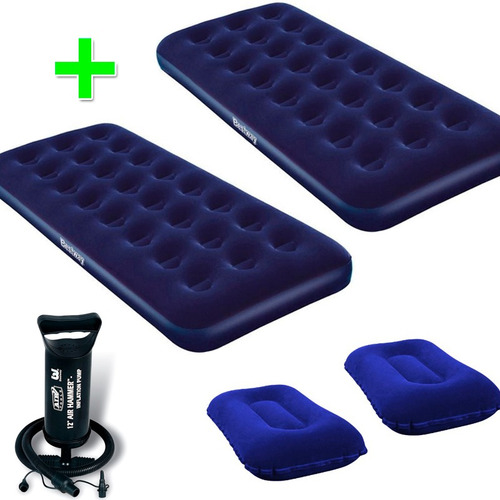 Combo 2 Colchones Inflables 1 Plaza + Almohada + Inflador
