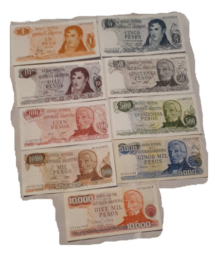 Billetes Pesos Serie Ley 18188 Argentina Sc Sc- Ebc Lote X9 