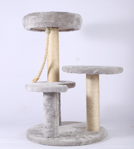 Gimnasio Rascador Torre Para Gato Refugio 3 Color Gris Claro