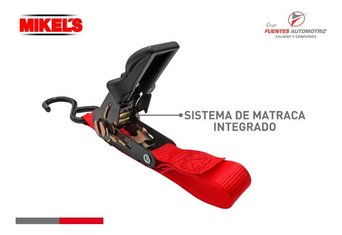 Ganchos Tensores Con Matraca Carga Max 450kg 4.5mts 4pzas