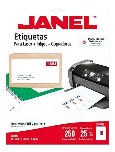 Etiqueta Janel 1085163101 Laser 108 Blanca 2x4 Pte 25 Hj /v