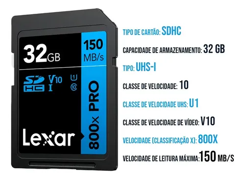 ✨SSD+HDD 750GB✨フルHD✨バッテリ良好✨カメラ✨Office Cartão de Memória Lexar 32GB SDHC UHS-I Blue Series 800X Pro