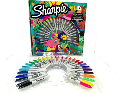 Plumones Permanentes  Sharpie  Ruleta Jungla C/33pzas