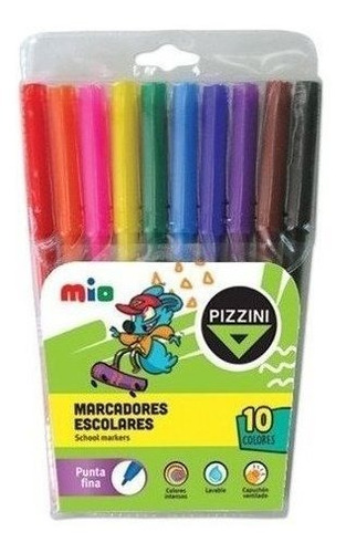 Marcadores Escolares X10 Pizzini Mio 8010