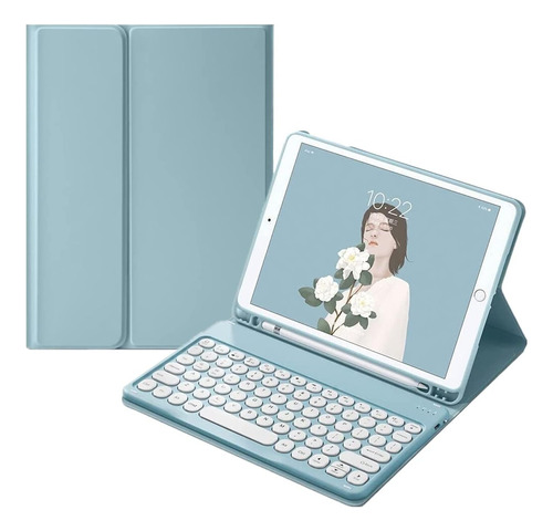 Funda Con Teclado Marca Qiyibocase/ Para iPad 9.7  / Blue