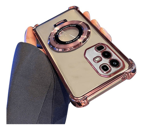 For Infinix Note 50 Pro 4g Funda Silicona Rudo Uso Magnética Oro Rosa
