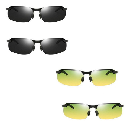 4x Gafas De Conducir Hombre Polarizadas Uv400 Negro / Vista