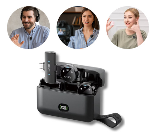 Microfone De Lapela Duplo Anti Ruído Sem Fio Redondo Premium