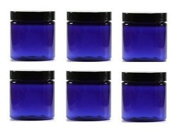 Blue Jar 8 Oz Tapa De Plástico Negro - Pack De 6