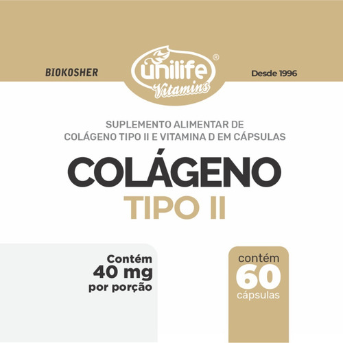 Colágeno Tipo Ii Com Vitamina D 60 Cápsulas - Unilife Sabor Natural