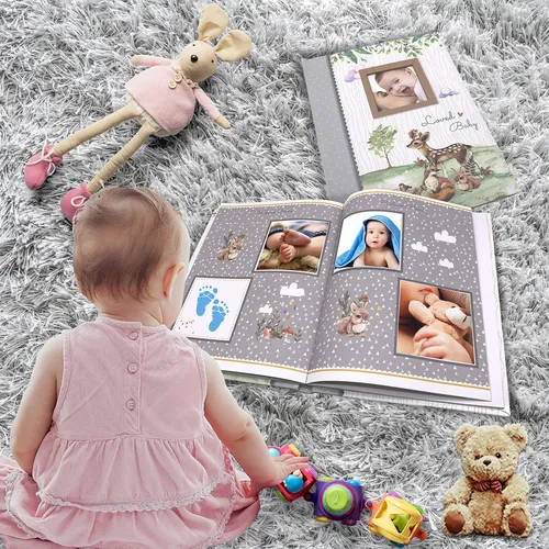 Holoary Libro De Recuerdos Para Bebés De 5 Años, 76 Páginas De Diario Ilustradas De Colores, Álbum De Registro De Bebé, Moderno Para Baby Shower, Y Recuerdo Para Recién Nacido, Niño O