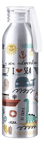 Botella De Aluminiodeportiva Plata Con Tapa Plast. 650 Ml. Blanco