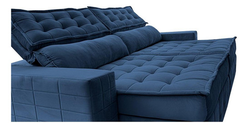 Sofá Retrátil 2,15m Cama Inbox Big Puffer. Com Softgel d40 Cor Azul