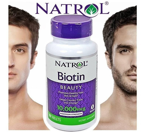 Imagen 1 de 2 de Biotina Natrol 10000 Vitamina Crecer Barba Regenera Cabello