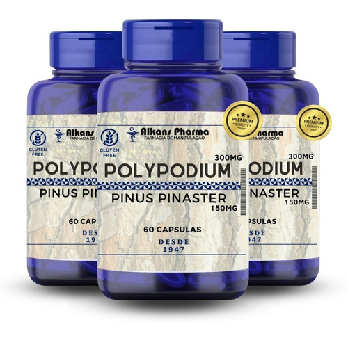 Polypodium 300mg Pinus Pinaster 150mg 180 Caps Anos Tradição