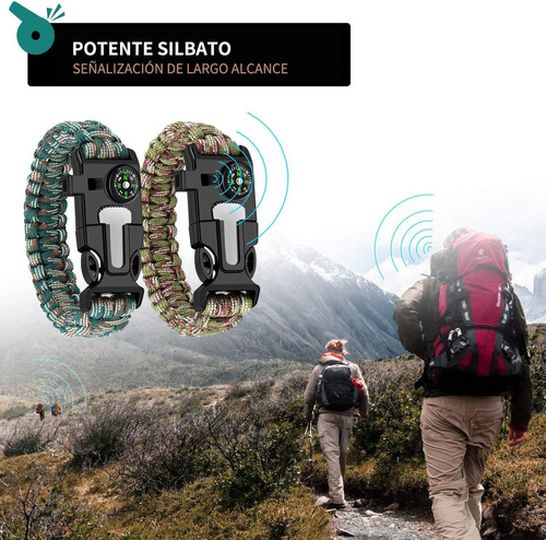 H Pulsera De Supervivencia Paracord, Brazalete Táctico 5 En