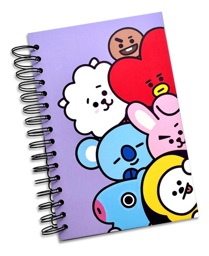 Libreta Pasta Dura Espiral 100 Hojas A5 Bts Bt21