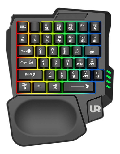 Teclado Gamer Una Mano One Handed Ud-tc0003 Color Del Teclado Negro