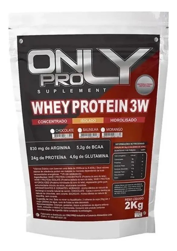 Whey Protein 3W Only Pro 2kg Baunilha 3W Concentrado Isolado Hidrolisado