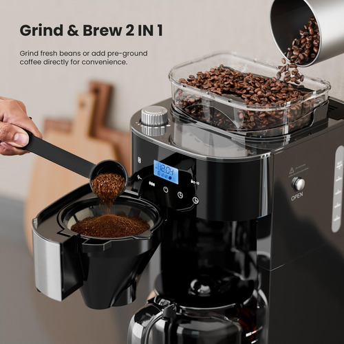 Electactic Cafetera De Goteo De 10 Tazas Con Molinillo