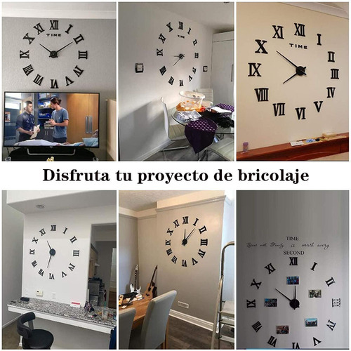 Imagen 8 de 10 de Reloj De Pared 3d Moderno Grande Adhesivo Diy De Acrílico