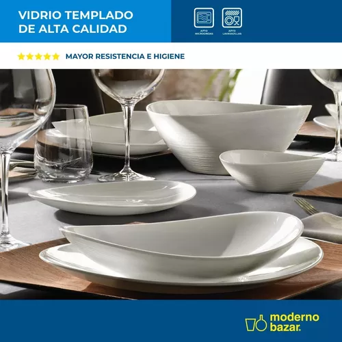 Set X6 Platos Hondos Sopa Ovalado Blanco Vidrio Templado - $ 29.449