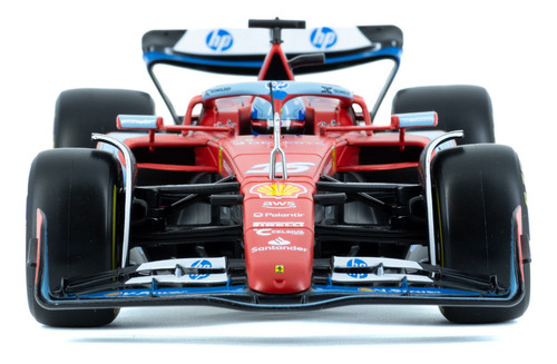 Auto Bburago F1 Ferrari Sf-24 Edición Miami Gp a Escala 1:18 Leclerc #16 Color Rojo con Azul Coleccionable