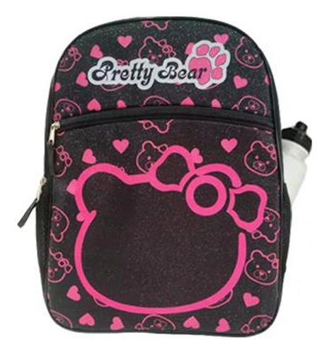 Mochila Negro/rosa Backpack Pretty Bear Bp07 Escolar Color Negro