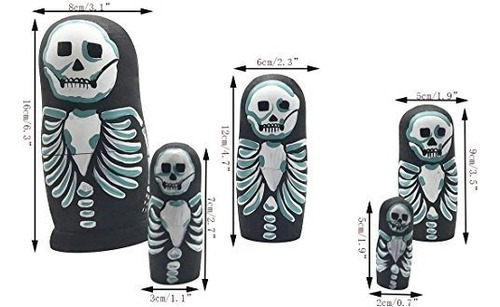 SUPVOX Juego de 5 muñecas apilables Rusas con diseño de Esqueleto 