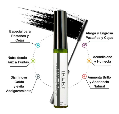 Imagen 2 de 9 de Gel Crecimiento Pestañas Y Cejas Alargador Engrosador Brillo