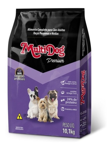 Multidog Premium 10,1kg 24% Proteina Raças Pequenas Médias 